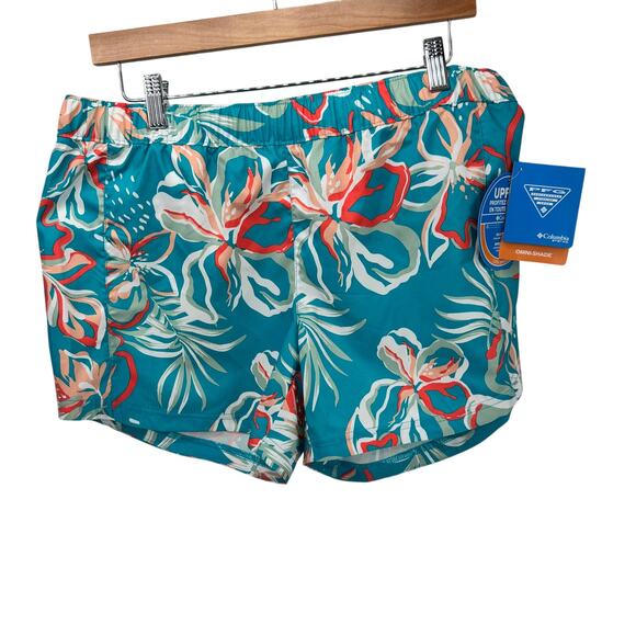 Columbia PFG Shorts Womens Medium Super Tamiami Pull On UPF 50+ Blue Coastal NEW - Picture 2 of 9